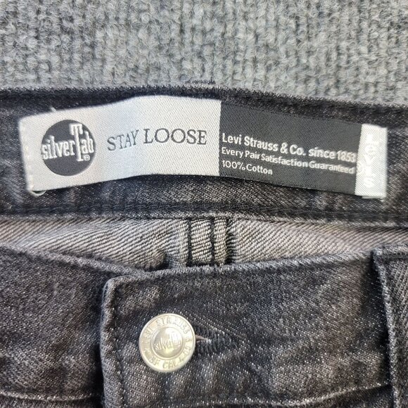 Levis Silvertab Stay Loose Jeans Cotton Black Womens Denim 20 Regular - Picture 4 of 8